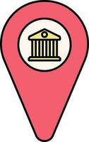 Bank Location Pointer Icon In Red And Yellow Color. vector