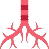 Flat Style Trachea Anatomy Icon In Red Color. vector