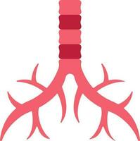 Flat Style Trachea Anatomy Icon In Red Color. vector