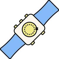 Coin In Smartwatch Yellow And Blue Icon. vector