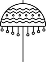 Isolated Traditional Umbrella Icon In Black Outline. vector