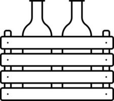 Black Linear Style Beer Crate Icon. vector