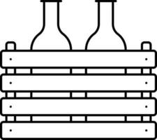 Black Linear Style Beer Crate Icon. vector