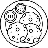 Isolated Pathiri Dish Plate Icon In Black Line Art. vector