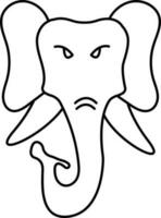 Isolated Elephant Face Icon In Line Art. vector