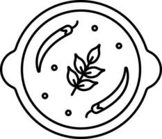 Top View Erissery Dish Pot Icon In Black Thin Line Art. vector