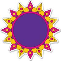 Sticker Style Empty Mandala Frame On White Background. vector
