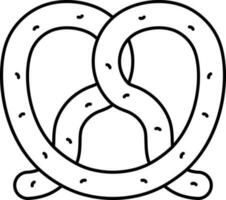 Isolated Pretzel Icon In Black Outline. vector