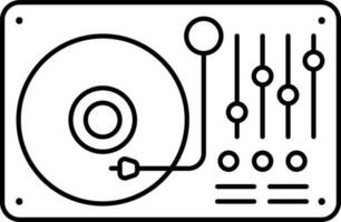 Isolated DJ Mixer Icon In Black Outline. vector