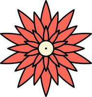 Red Flower Flat Icon On White Background. vector