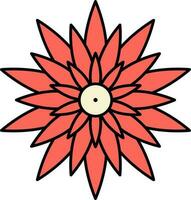 Red Flower Flat Icon On White Background. vector