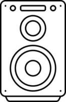 Flat Style Speaker Box Icon In Black Outline. vector