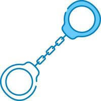 Flat Style Handcuffs Icon In Blue And White Color. vector