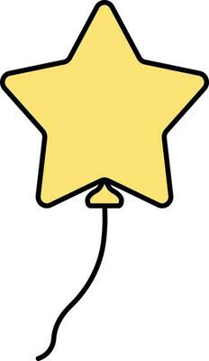 Yellow Star Balloon Icon In Flat Style.