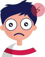 Flat Style Headache Boy Cartoon Icon. vector