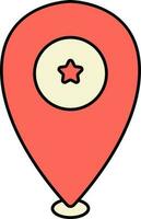 Star Symbol Location Pin Icon In Red And Yellow Color. vector