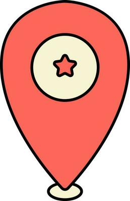 Star Symbol Location Pin Icon In Red And Yellow Color.