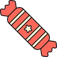 Star Symbol Wrapper Toffee Icon In Red And Yellow Color. vector
