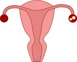 Flat Ovarian Cysts Icon In Red And Yellow Color. vector