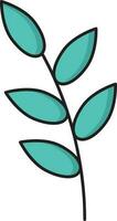 Flat Style Leaves Stem Icon Teal Color. vector