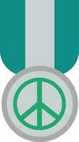Peace Symbol Shield Grey And Green Icon In Flat Design. vector