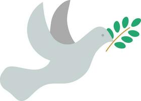 Fly Dove Holding Leaves Icon In Grey Color. vector