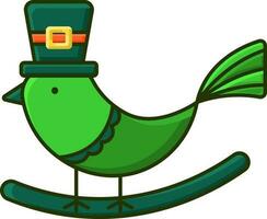 Isolated St. Patrick's Day Funny Bird Icon In Flat Style. vector