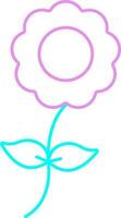 Pink And Turquoise Thin Line Art Of Flower Stem Icon. vector