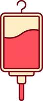 Isolated Blood Bag Icon In Red And Yellow Color. vector