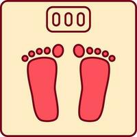 Weighing Machine Flat Icon In Red And Yellow Color. vector