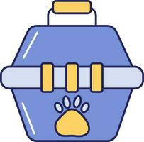 Pet Carry Basket Yellow And Blue Icon. vector