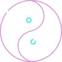 Pink And Turquoise Stroke Illustration Of Yin Yang Icon. vector