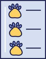 Paw Symbol List Icon In Blue And Yellow Color. vector