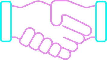 Turquoise And Pink Line Art Of Handshake Icon. vector