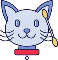 Cat Ear Cleaning With Cotton Bud Colorful Icon. vector