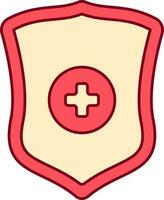 Red And Yellow Illustration Of Medical Shield Icon. vector
