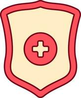 Red And Yellow Illustration Of Medical Shield Icon. vector