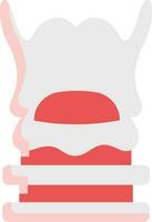 Flat Larynx Part Stricture Icon In Red And Grey Color. vector