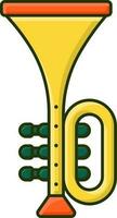aislado trompeta icono en amarillo y verde color. vector