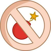 No Bomb Icon Or Symbol In Peach And Red Color. vector