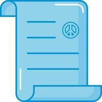 Blue Scroll Peace Paper Icon In Flat Style. vector