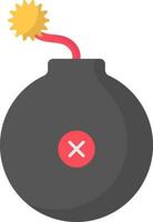 Flat Style No Bomb Icon In Red and Black Color. vector