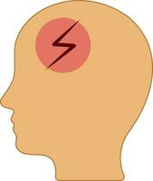 Illustration of Headache Icon In Peach And Red Color. vector