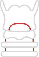 Outline Larynx Part Stricture Icon In Red And Grey Color. vector