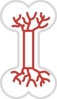 Red And Grey Linear Of Bone Blood Circulation Icon. vector