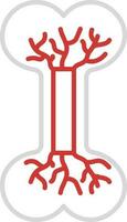 Red And Grey Linear Of Bone Blood Circulation Icon. vector