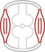 Synovial Joint Structure Icon In Grey And Red Outline. vector