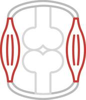 Synovial Joint Structure Icon In Grey And Red Outline. vector