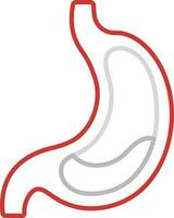 Red And Grey Illustration Of Stomach Structure Linear Icon. vector