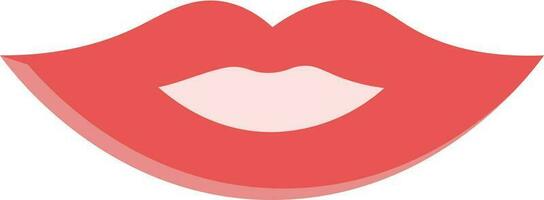 Flat Style Beautiful Lips Red Icon. vector